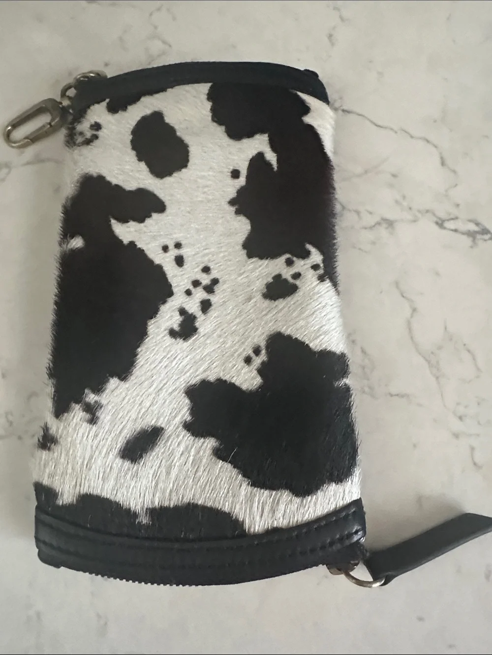 HOBO SPARK COWHIDE B&W EYEGLASS/SUNGLASS DOUBLE ZIP  LEATHER CASE great conditio